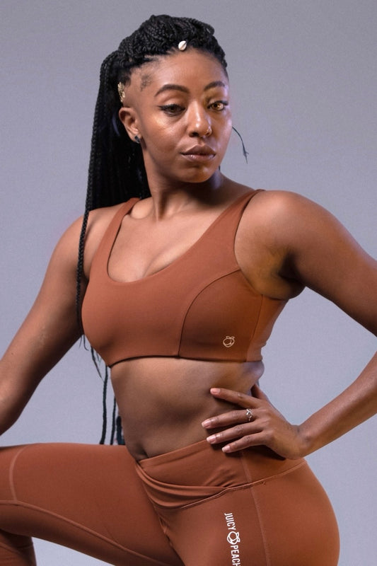 Brown neckline sport bra