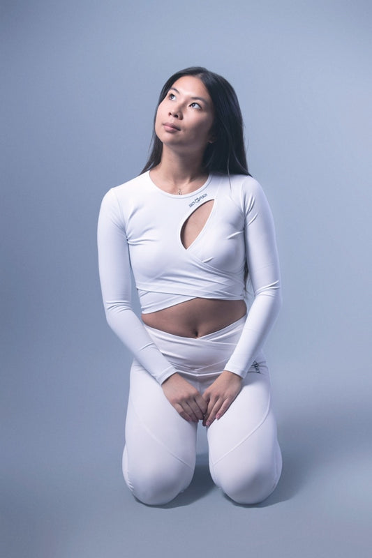 White crossover t-shirt