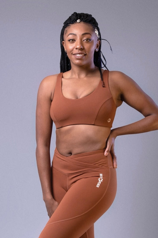 Brown neckline sport bra