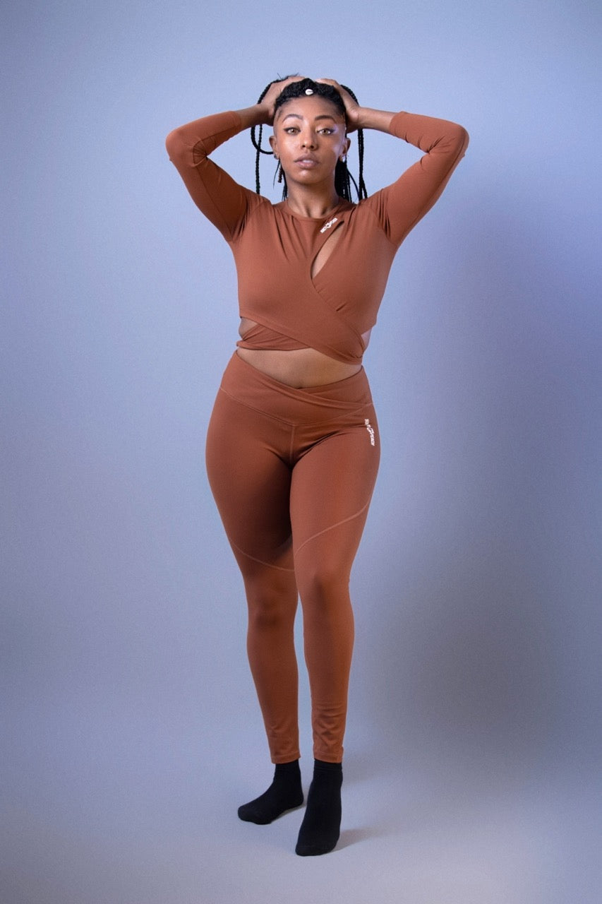 Brown crossover t-shirt