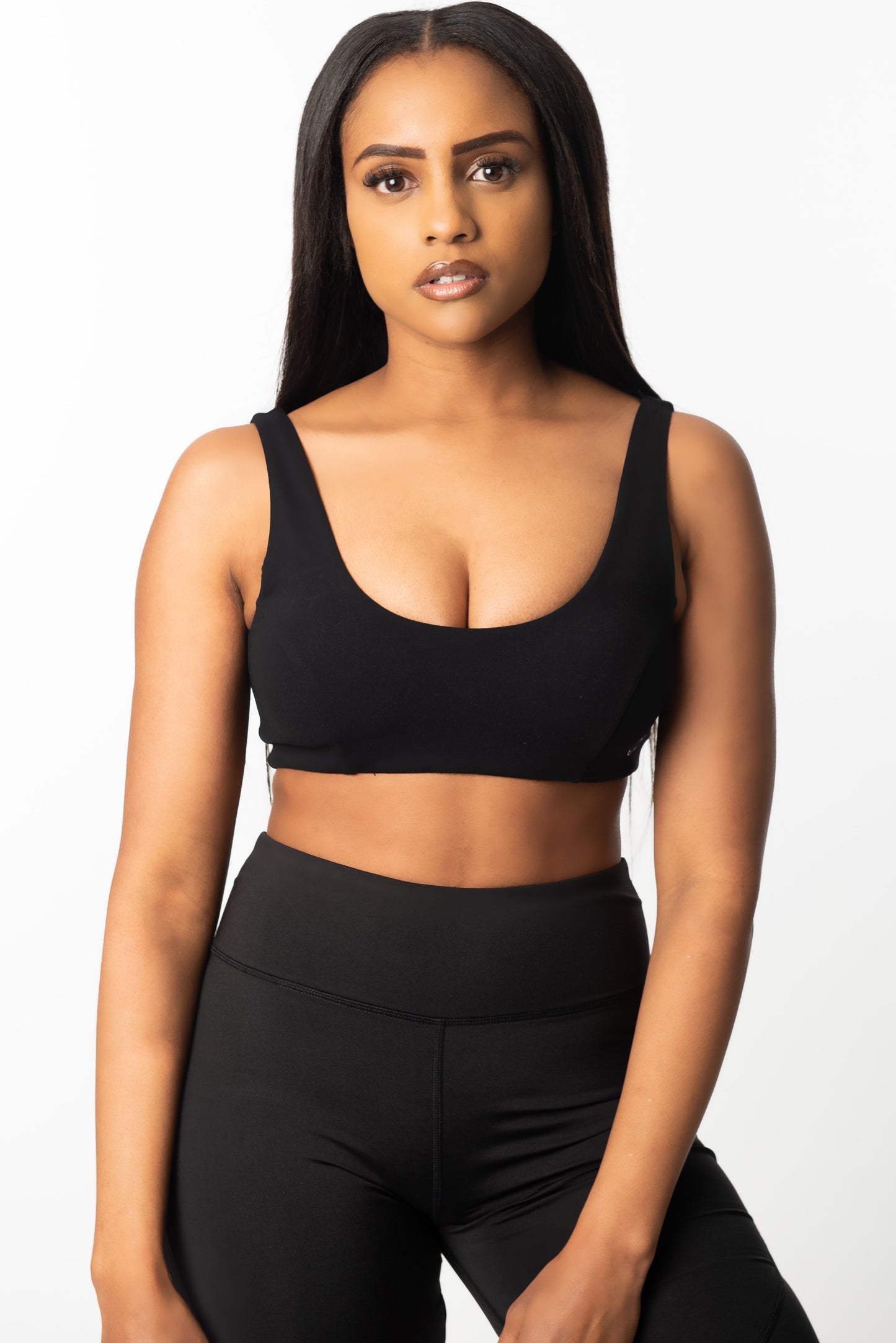 Brown neckline sport bra